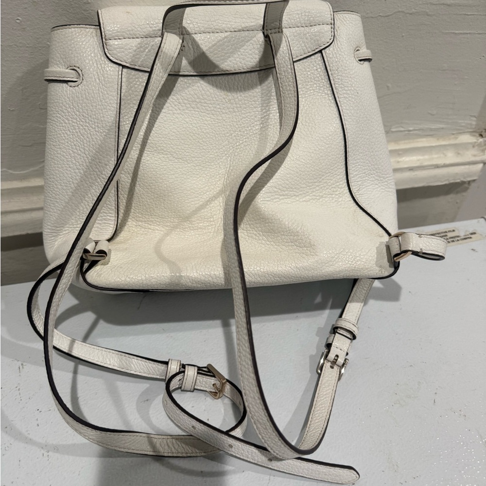 Kate Spade White Backpack with Pink/Red/Orange Stripes - Picture 3 of 8